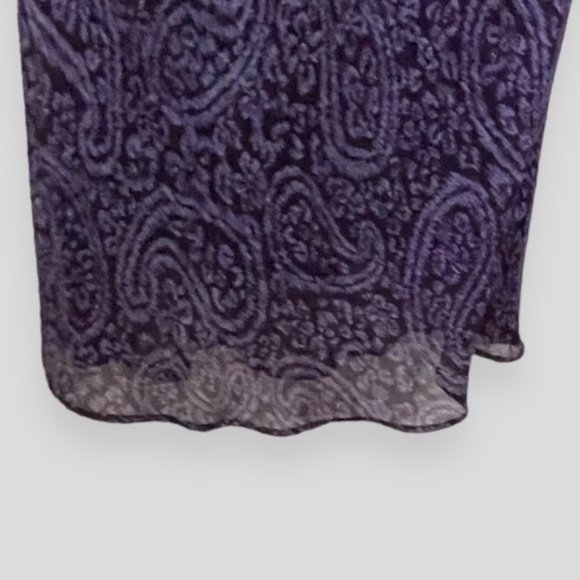 90’s Purple & Black Maxi Dress with Satin Trim & Paisley Pattern Size 6P - Picture 3 of 7